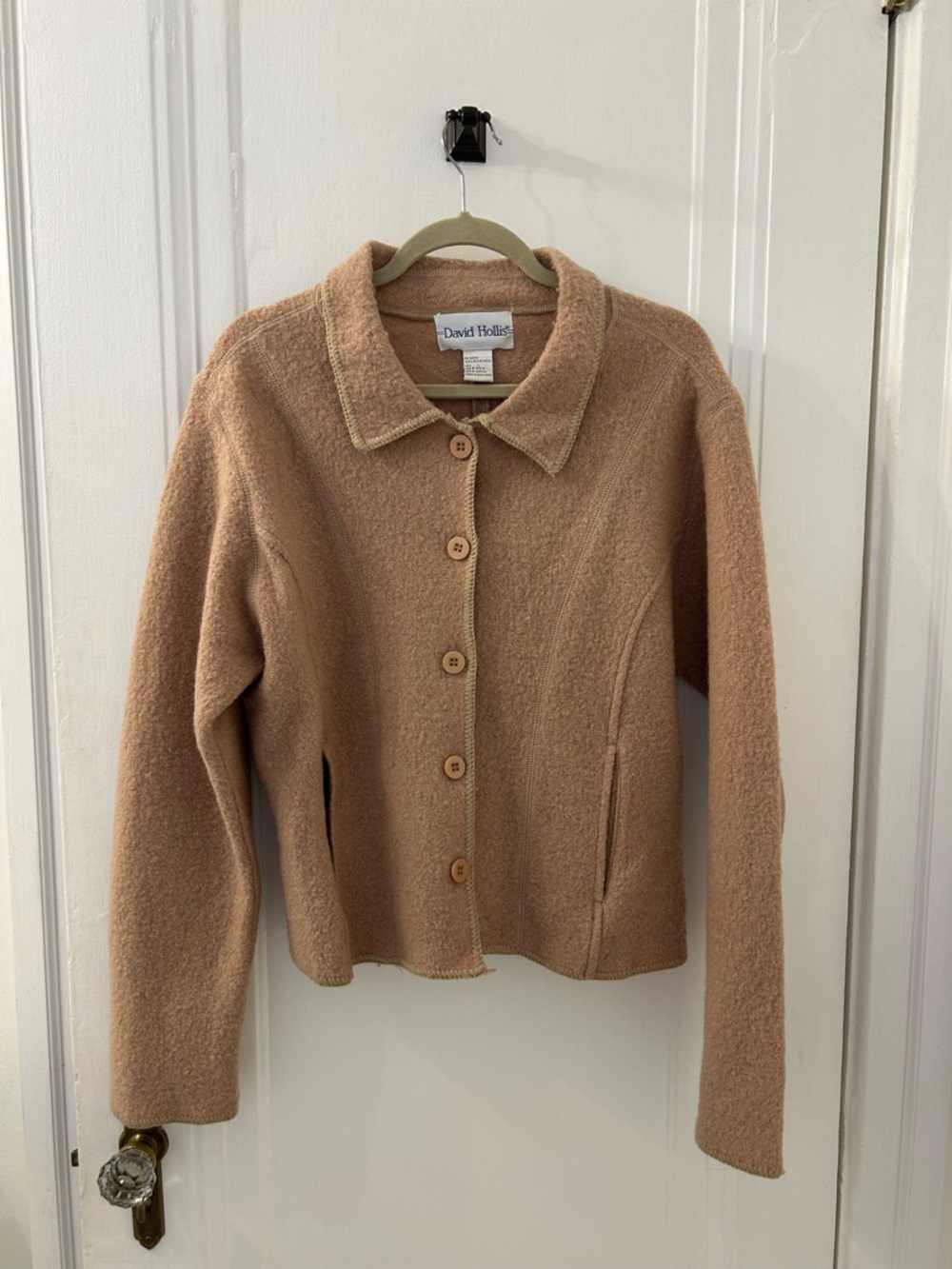 Vintage Women's Camel Button-Front Wool Jacket